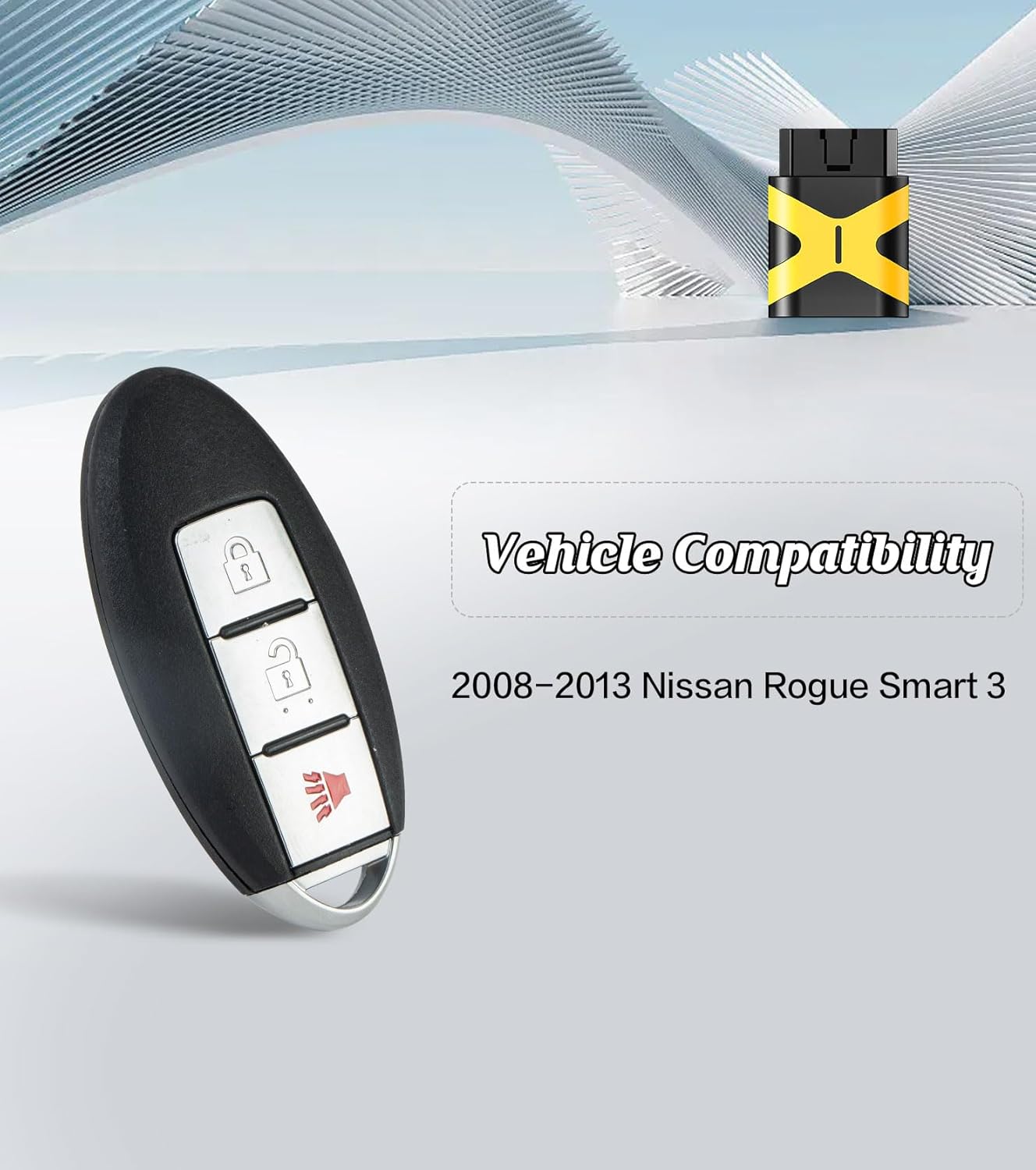Self Programmable Remote Car Key Fob Replacement for 2008-2013 Nissan Rogue 315MHZ with FCC: CWTWBU729 (3 BTN/CWTWBU729)