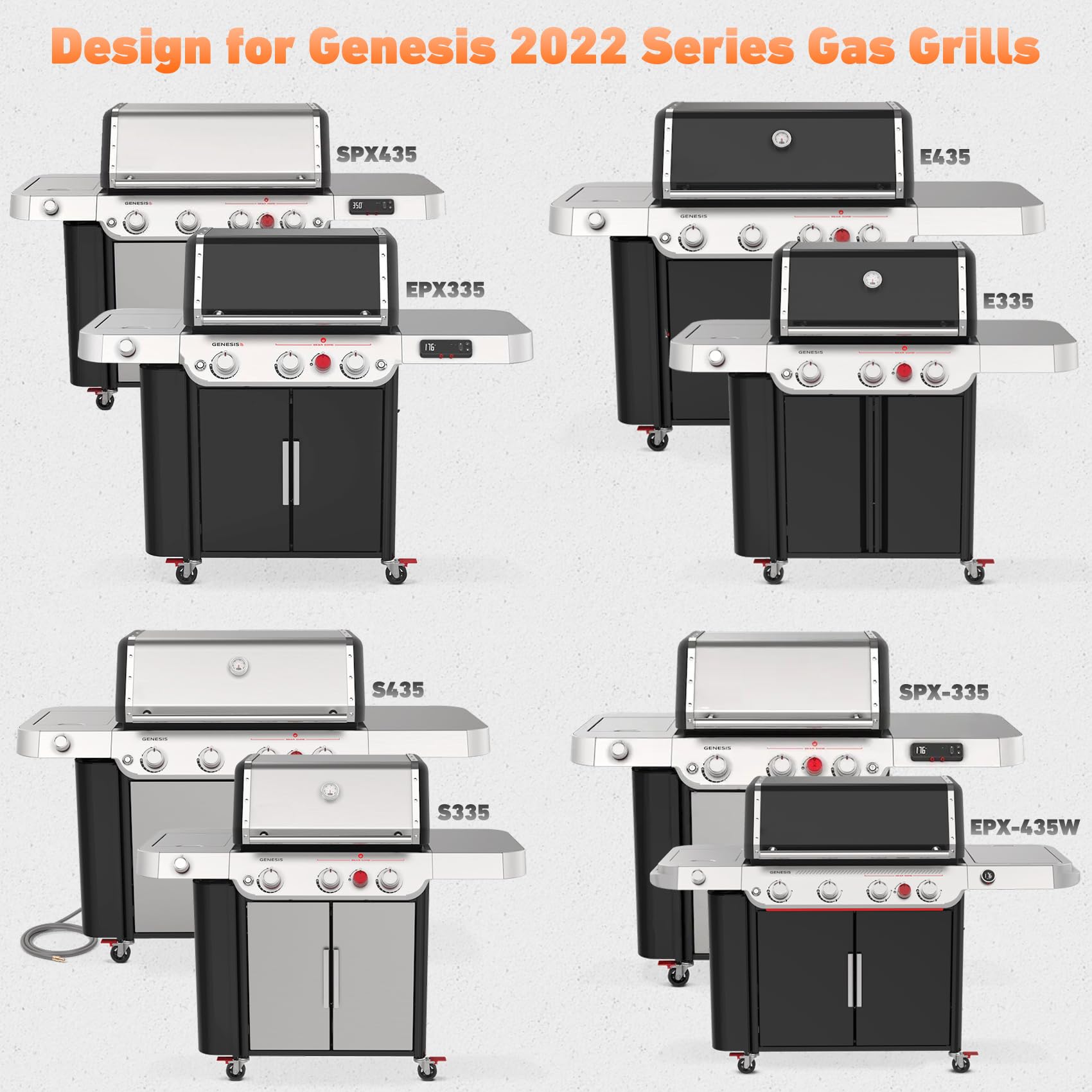 onlyfire Grill Beistellschrank für Weber Genesis 2022, Mobiler Gasgrill Seitenschrank mit Gewürzschublade, Küchenrollenhalter & Rollen, Outdoorküche Erweiterung für Genesis S/E/EX/EPX 325 335 425 435