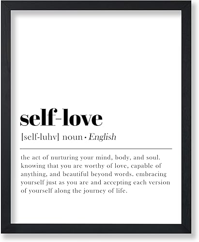 Poster Master Póster tipográfico  Impresión de diccionario  Definición de amor propio, nutre tu mente y alma, digno, motivacional  Arte de pared sin