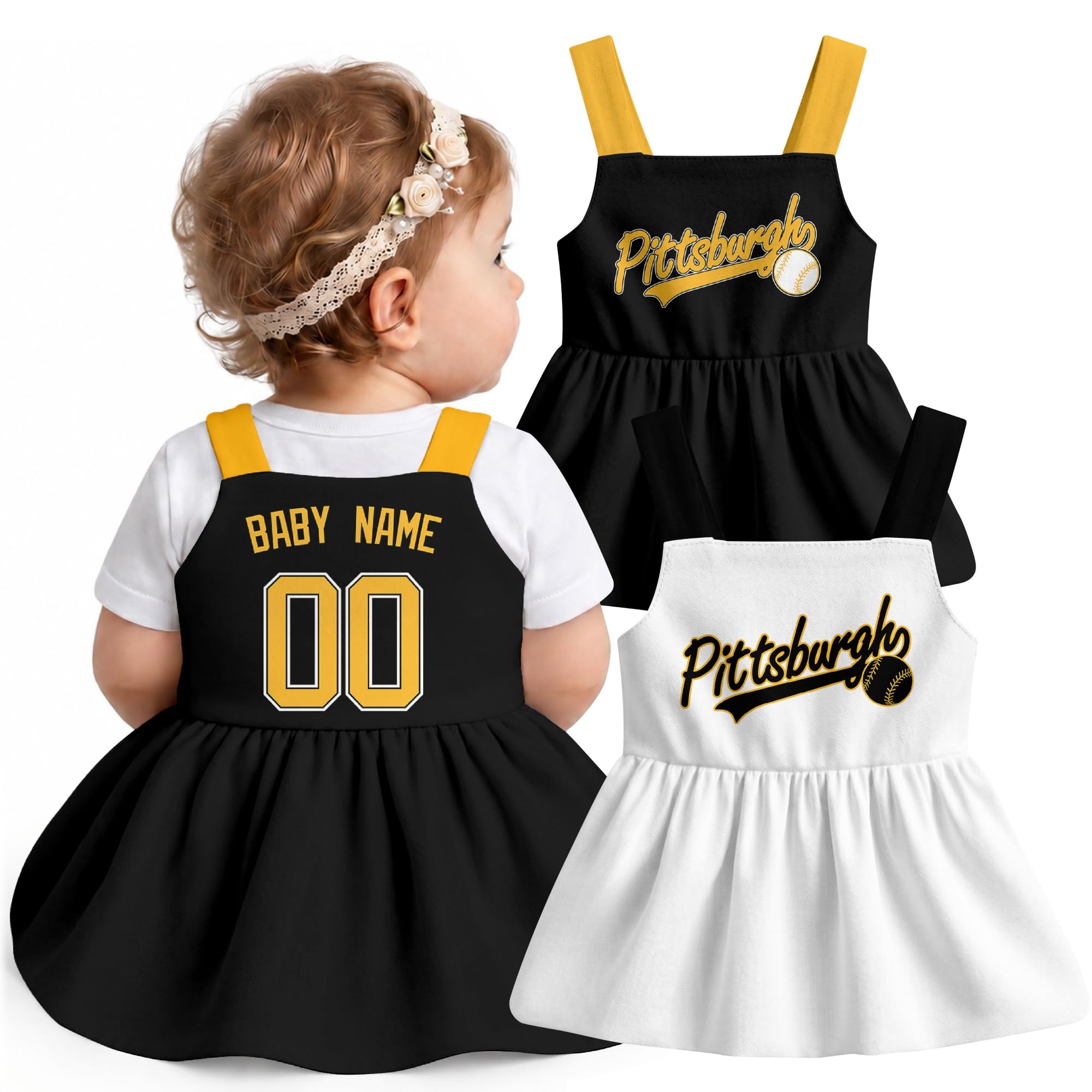 KREDE Baby Girl Clothes Custom Baby Strap Dress with Number Name for Baby Girl Gifts