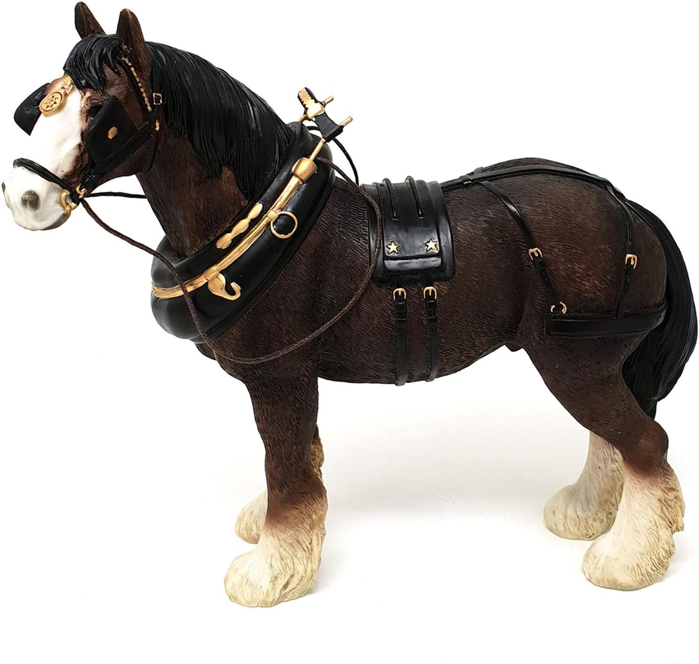 Leonardo Shire Horse With Harness Ornament, Length 23cm