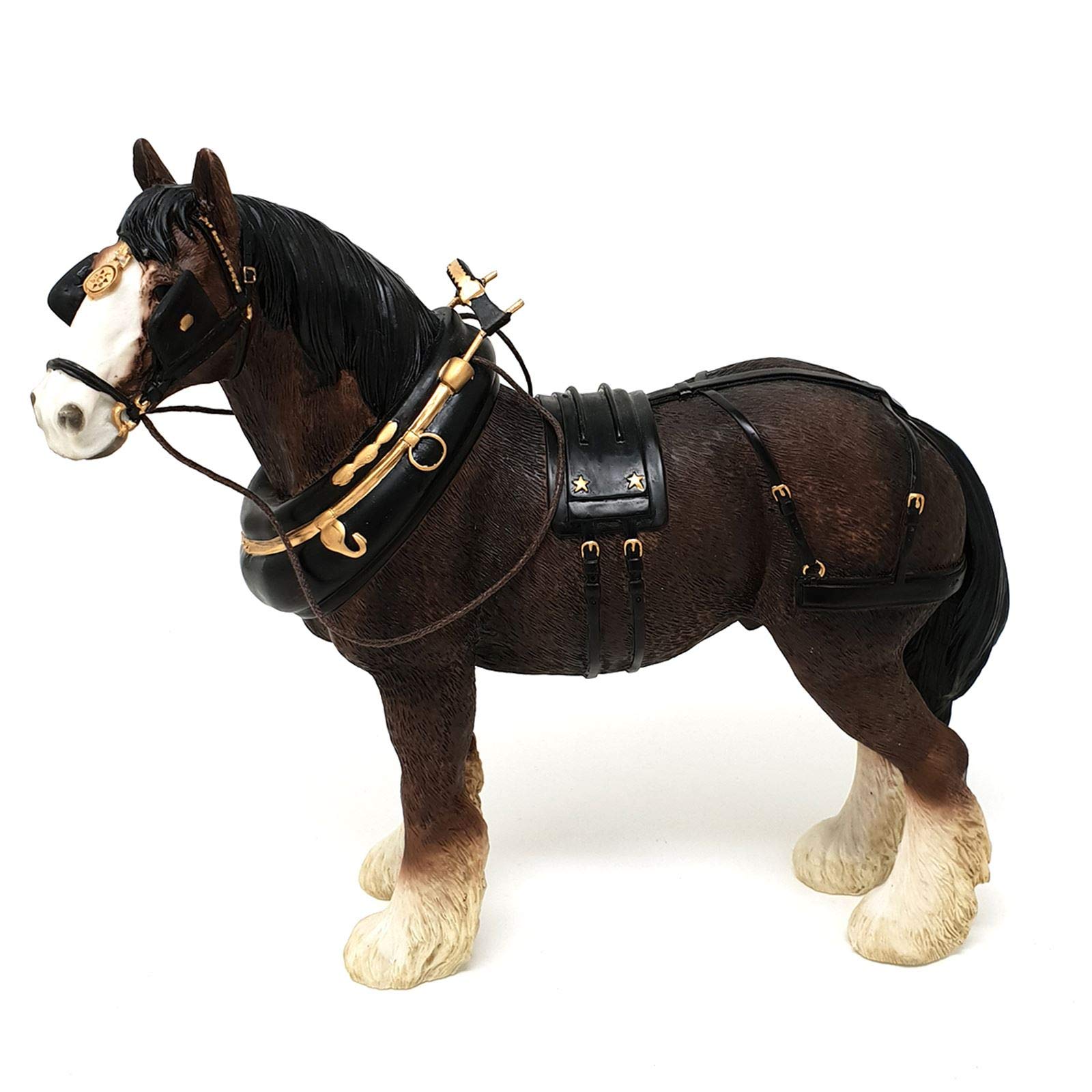 The Leonardo Collection Bay Leonardo Shire Horse With Harness Ornament, Length 23Cm