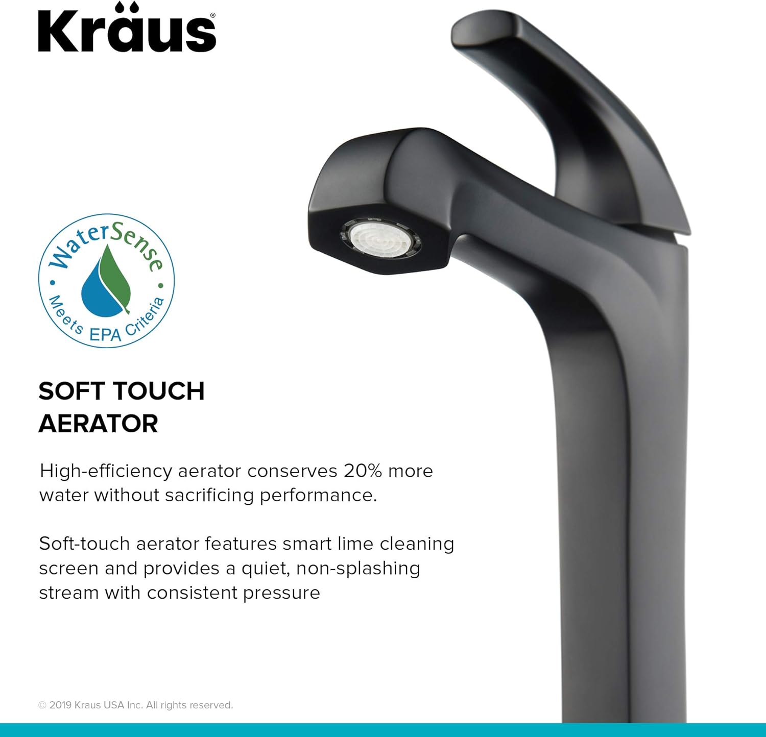 KRAUS Esta Single Handle Vessel Bathroom Faucet with Pop-Up Drain in Matte Black, KVF-1210MB
