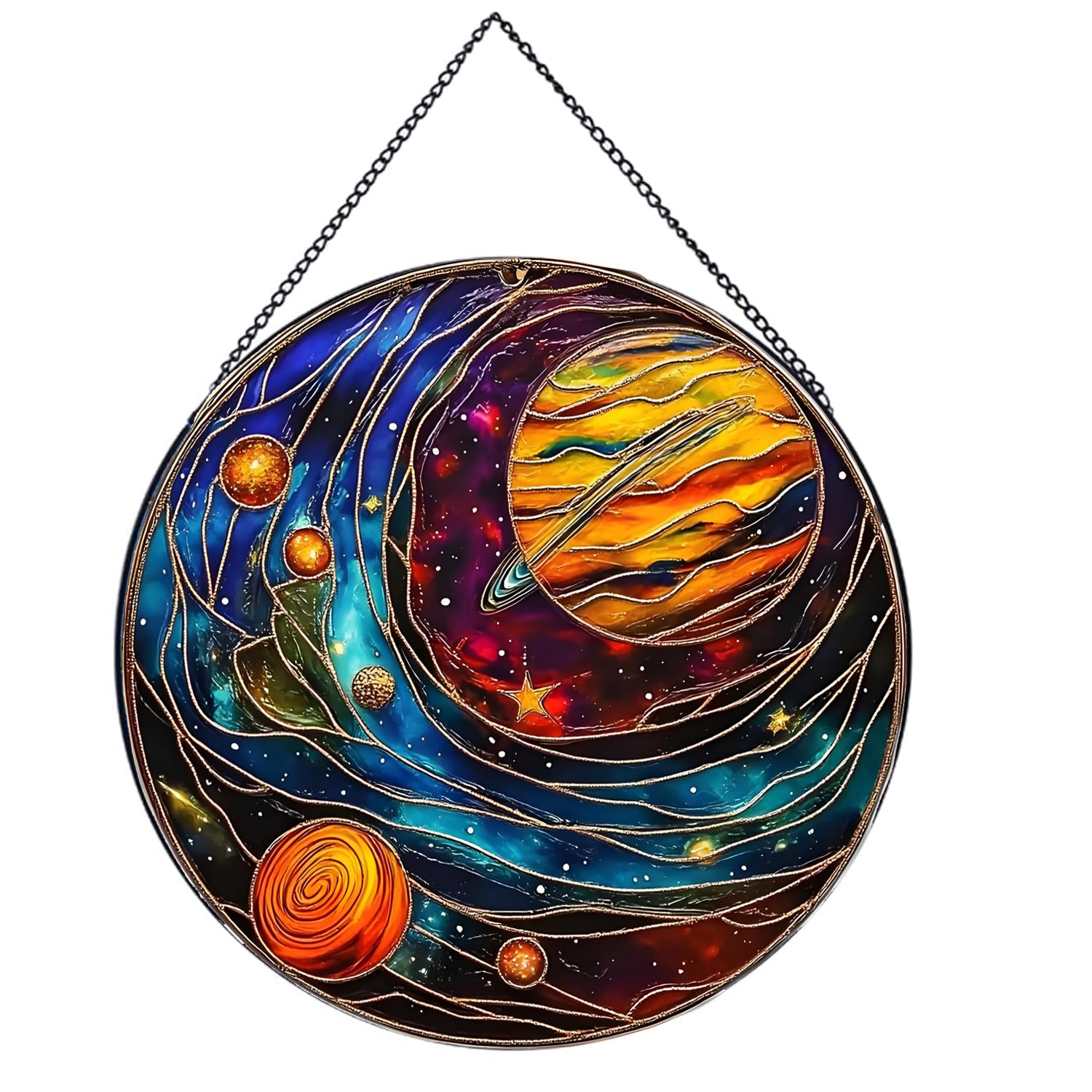Vitrail à suspendre lune attrape-soleil pour fenêtres et déco de jardin 20cm