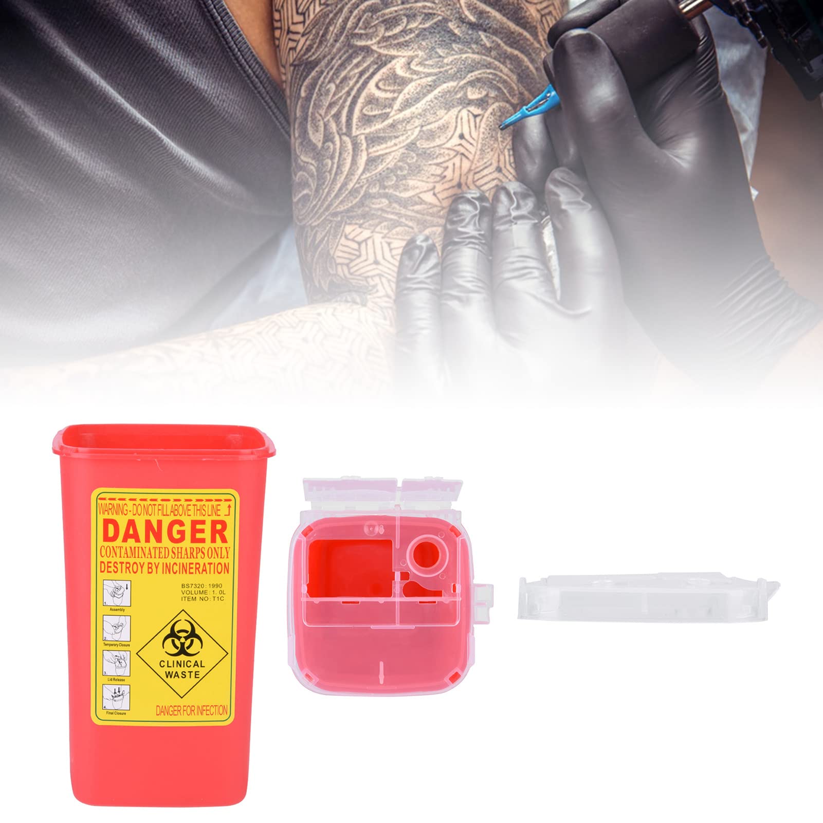 Récipients pour objets tranchants, fournitures de tatouage en plastique Petits récipients d'élimination des aiguilles pour objets tranchants(1#)