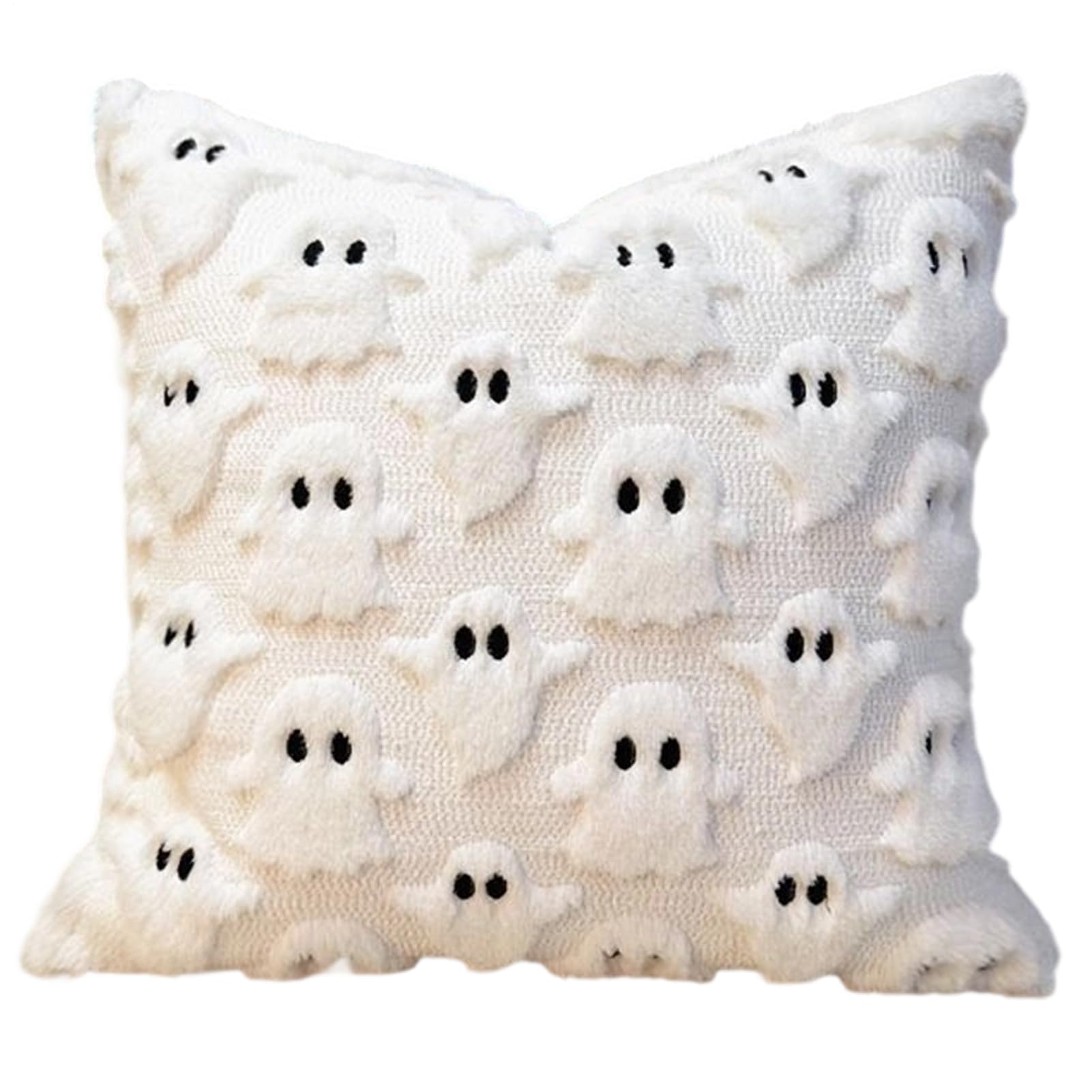 Halloween Kissenbezug (45x45 Cm) – Geister-Motiv, Set Aus 2 Stück, Aus Weichem Polyester, Herbstliche Deko