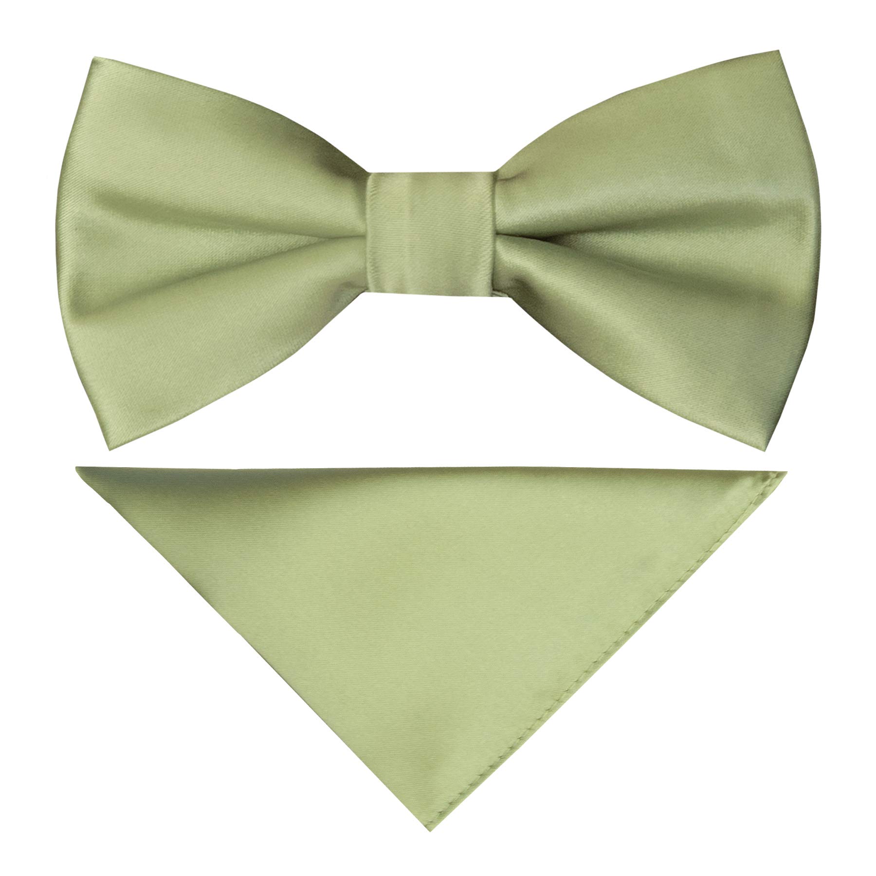 Ties R Us Men's Green Handmade Sage Bow Tie And Pocket Square Set