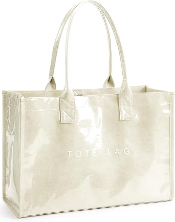 KALIDI PVC Tote Bag Womens Kraft Paper Work Handbags Purses with Top Handle