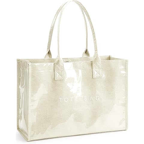KALIDI PVC Tote Bag Women’s Kraft Paper Work Handbags Purses with Top Handle