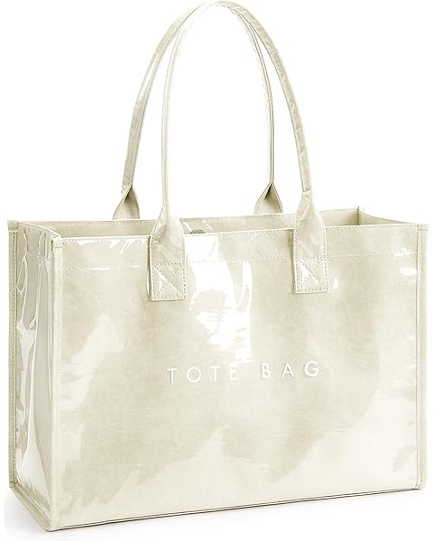KALIDI PVC Tote Bag Women’s Kraft Paper Work Handbags Purses with Top Handle