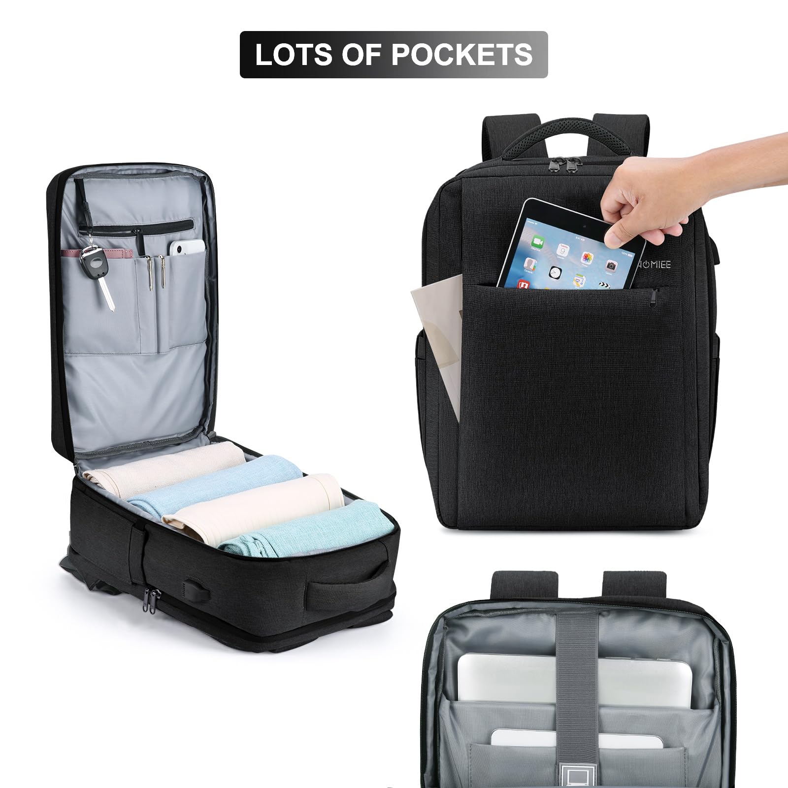 HOMIEE Zaino PC Portatili, Zaino Antifurto Impermeabile Con porta USB, Zaino per Computer Affari da 15.6 Pollici Notebook, Zaino Lavoro Uomo Donna per Casual Scuola Viaggio