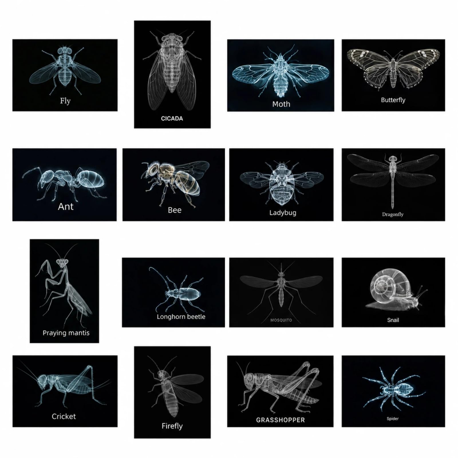 16Pcs Large A4 Insect & Animal X-Rays for Kids – Bug Science Kit & Light Table Accessorie…
