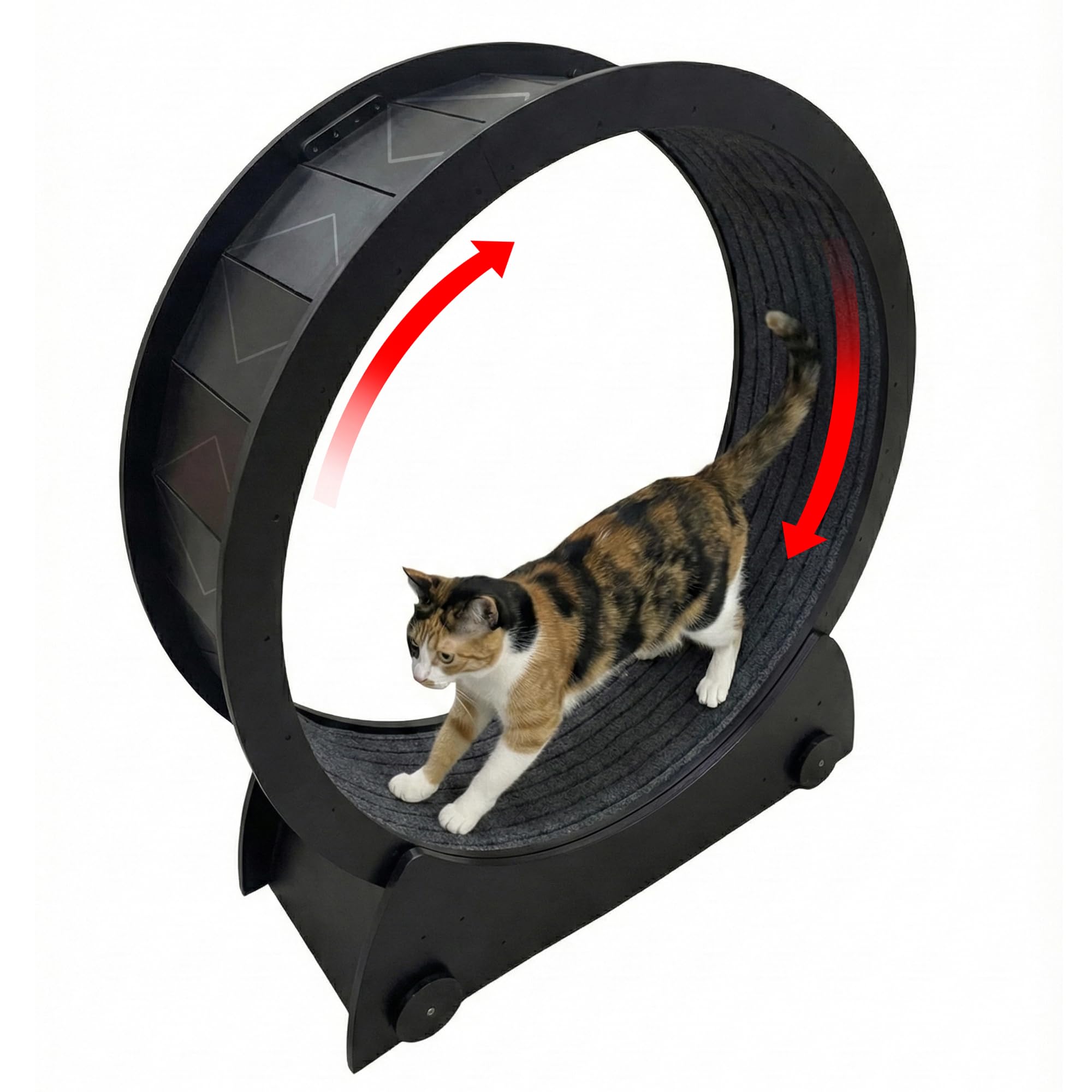 Portable Cat Running Wheel for Indoor Cats 44" Large XL 12" Wide, Cat Treadmill, Wheel with Carpeted Runway for Kitty’s Longer Life, Moveable Safe & Stable Design.