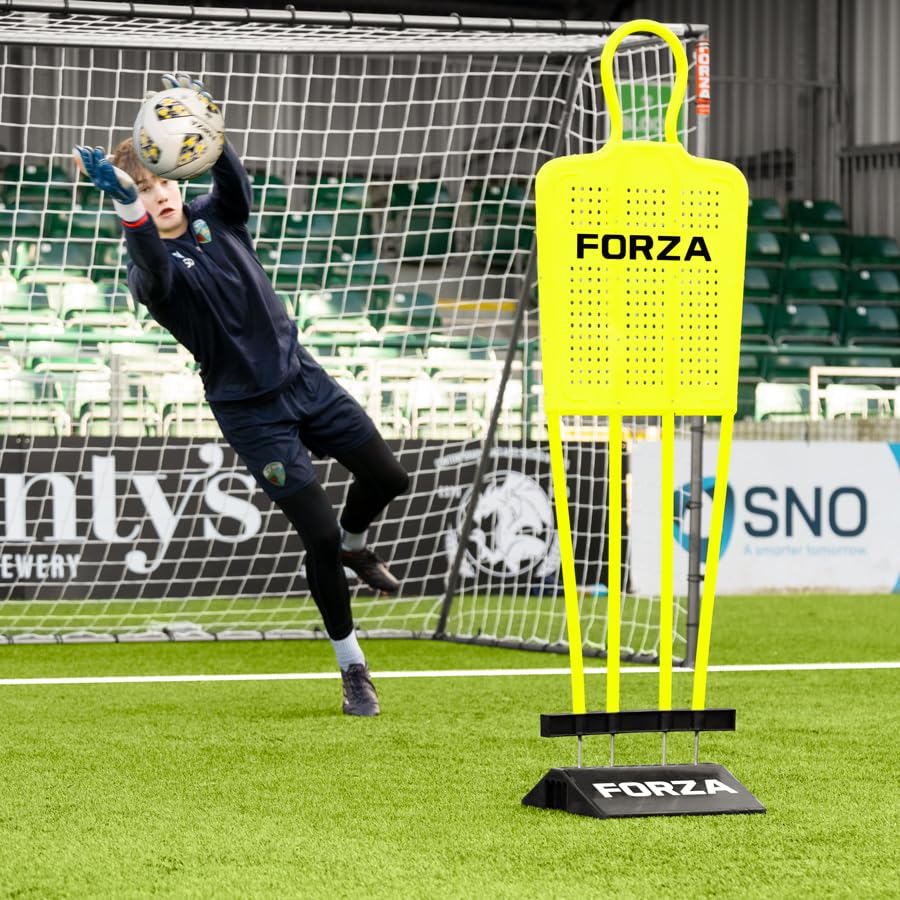 FORZA Astro Fußball-Dummies (Unterlage Werden enthalten) | Freistoß Dummies für Fussball | 3 Größe erhältlich | Eignen Sich für mehrere Oberflächen (Jugendliche, Einzeln)