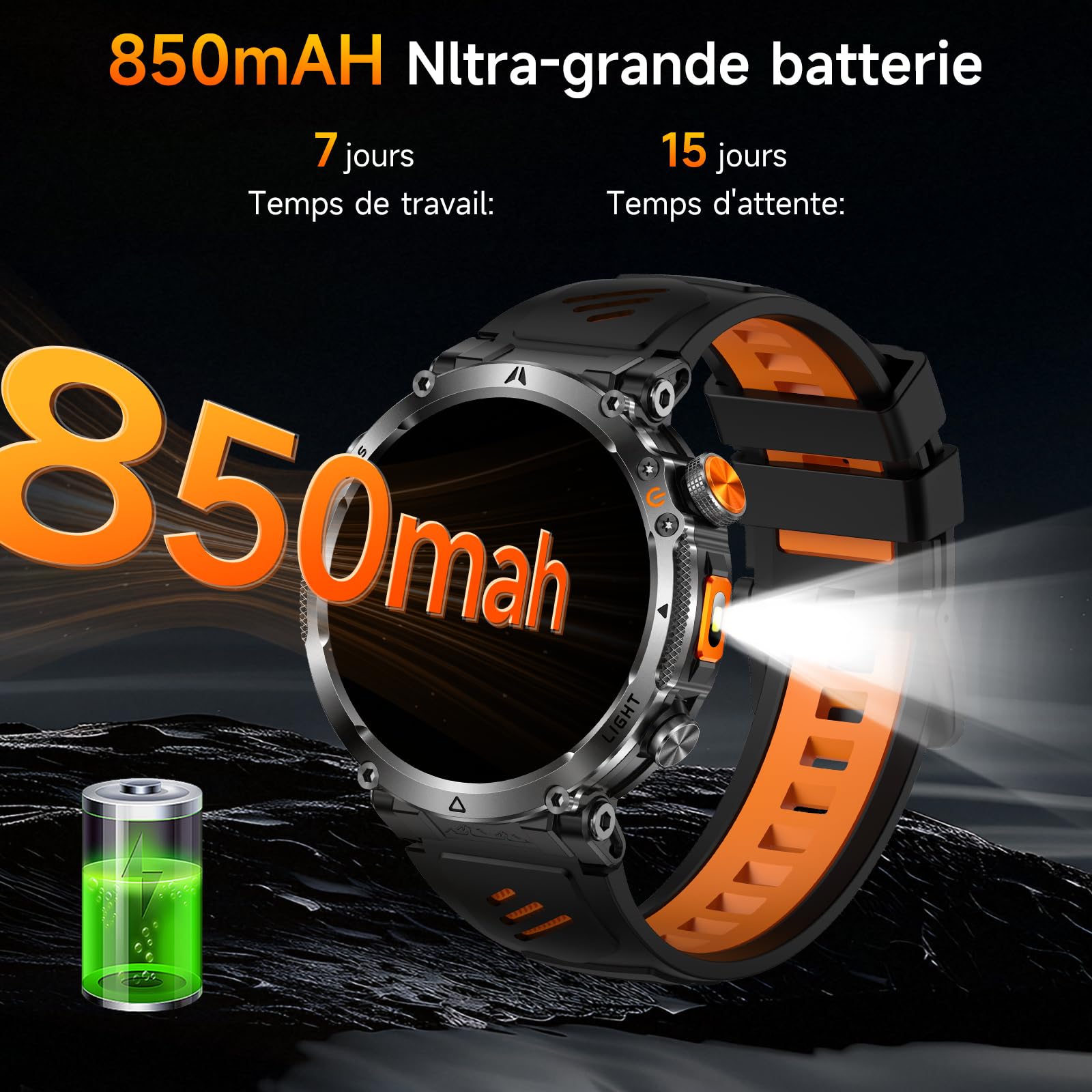 2026 Montre Connectée Homme avec AI-GPT/GPS, 1,7" HD Smartwatch Android/iOS | AI-GPT/GPS/LED Lampe/Boussole/Appels Bluetooth/Étanche 3ATM, 24H Pression artérielle/Fréquence cardiaque/SpO2/Sommeil