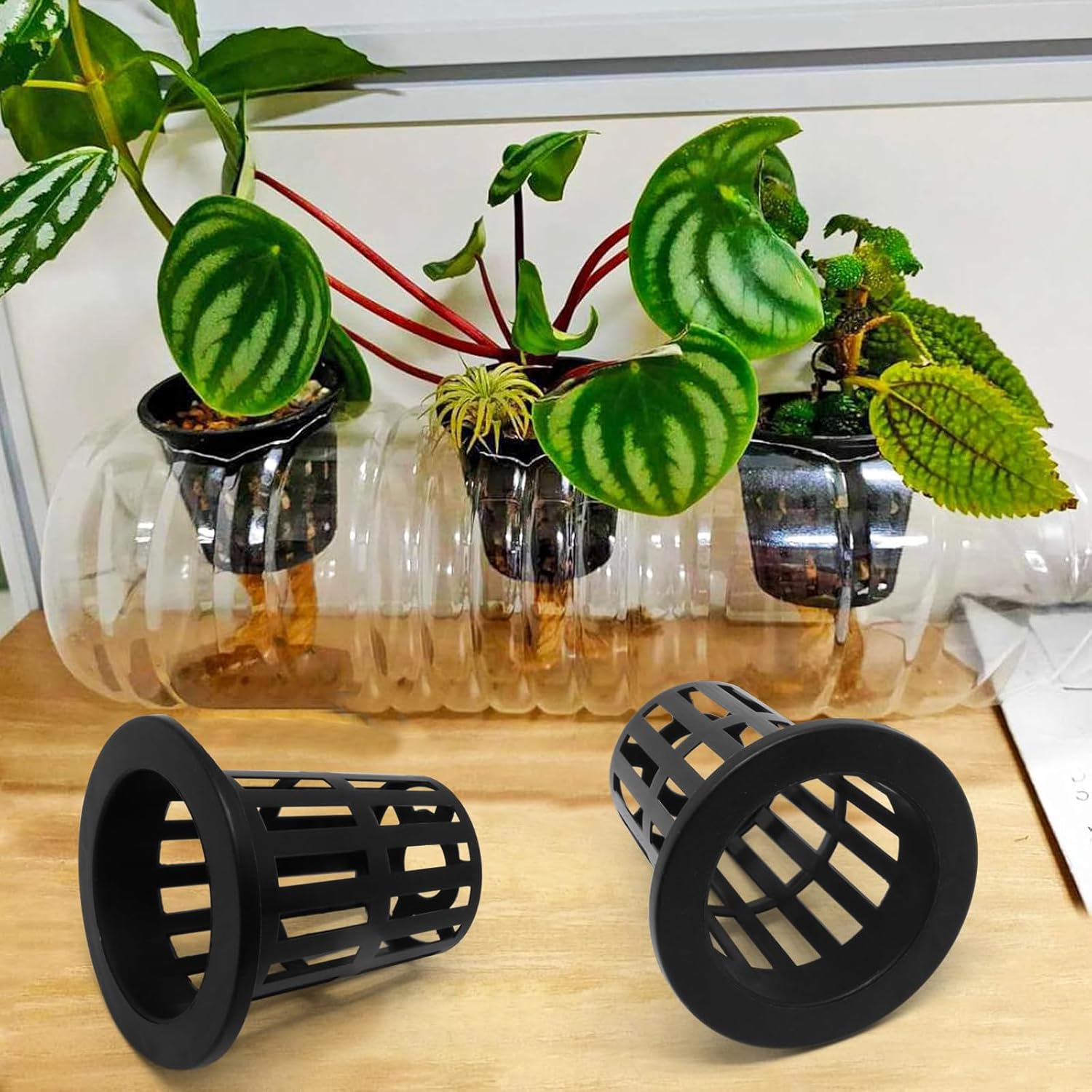 2.75 Inch Garden Plastic Slotted Mesh Cups Pots, Round Net Cups Plant Net Pot Bucket Basket for Hydroponics (100Pcs)