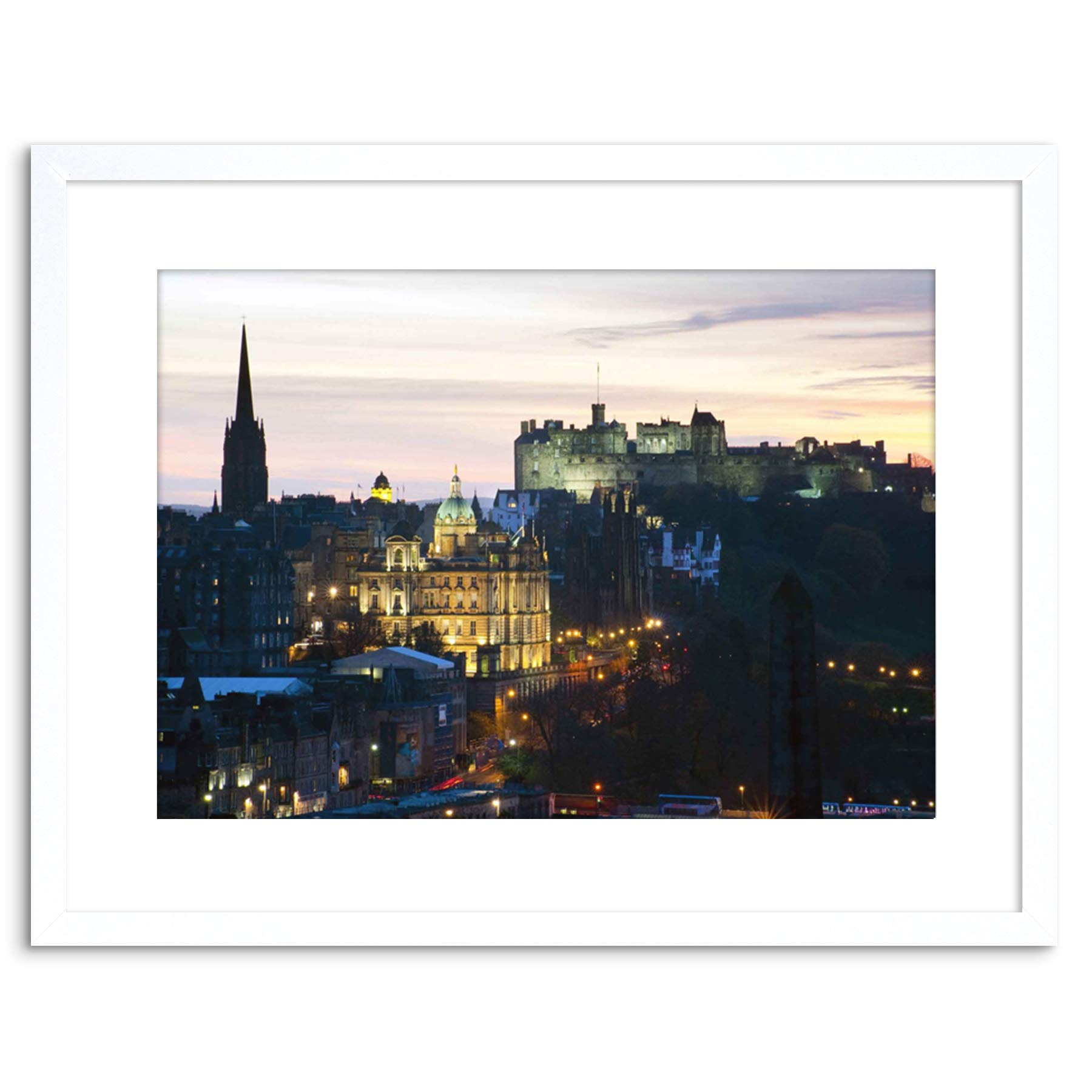 Wee Blue Coo Photo Cityscape Landmark Edinburgh Castle Sunset Framed Wall Art Print
