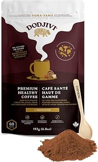 Dodjivi Organic Mushroom Coffee Mix - Lion's Mane, Chaga, Reishi, Turkey Tail, 100% Arabica Coffee, Immunity, Better Focus, Energy, Coffee Alternative, Instant, Sugar-Free, Keto, Made in Canada - (192g, 60 Servings)