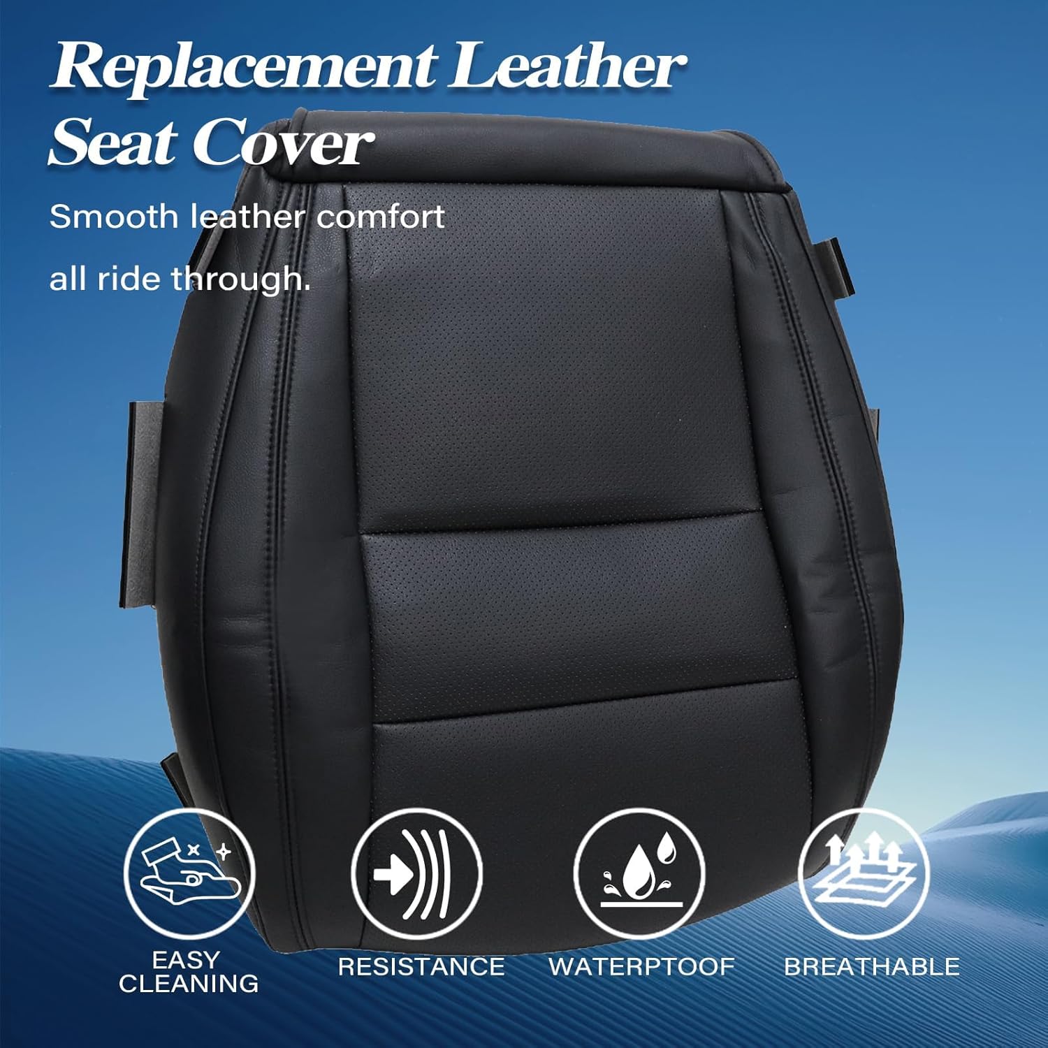 GXARTS Front Perforated Leather Driver Side Bottom Replacement Seat Cover Black Fit for Jeep Grand Cherokee 2011-2016 Fit for Dodge Durango 2011 2012 2013 2014 2015 2016 2017 2018