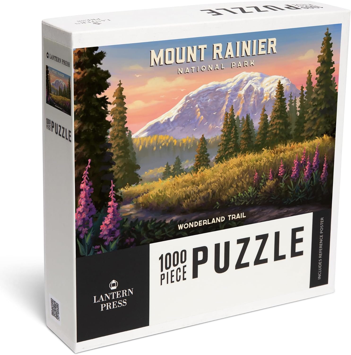 Lantern Press Mount Rainier, Washington, Mt Rainier National Park, Wonderland Trail 1000 Piece Jigsaw Puzzle for Adults, Made in USA with Reference Poster