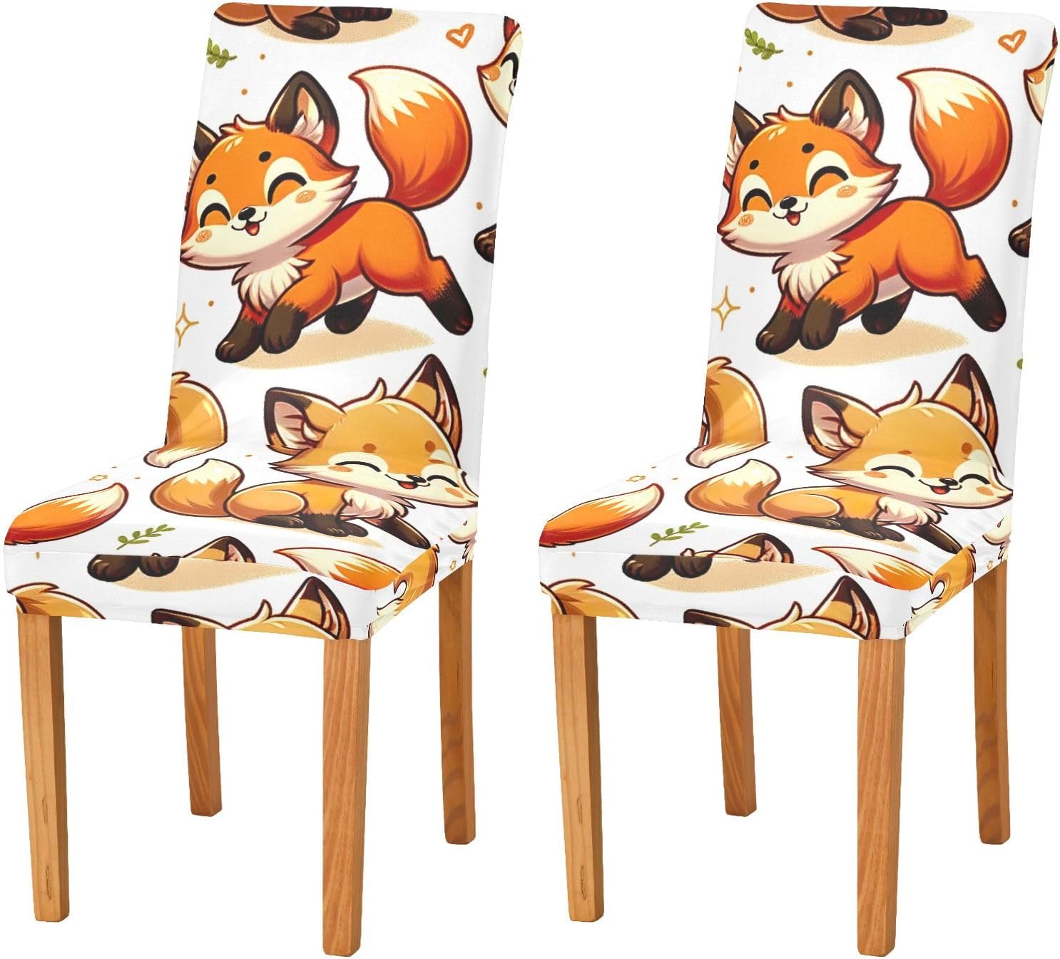 ODAWA Dreamscape Horses Blue Kitchen Table Chair Covers Soft Removable Dining Chair Slipcovers 2 Pack
