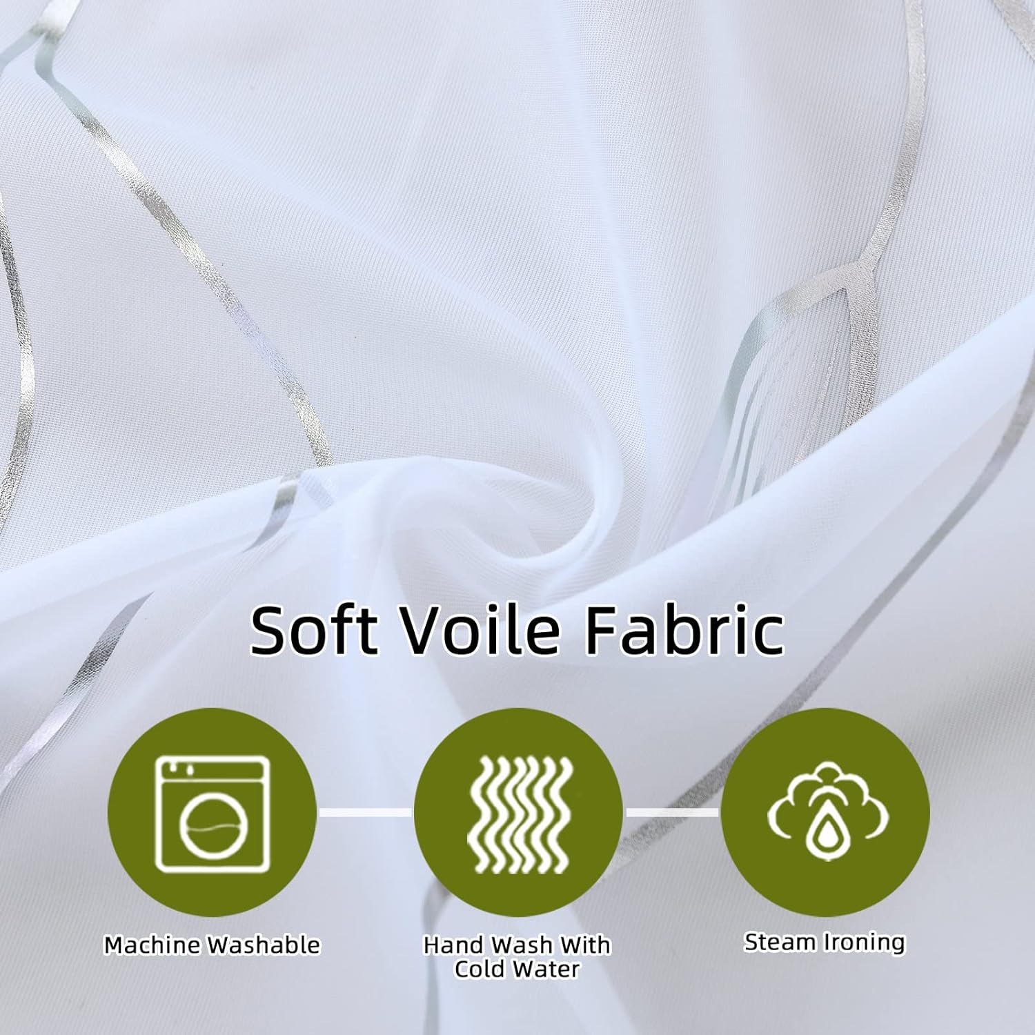 youleyar Silver Foil Print Voile Sheer Curtains,Wicker Grommet Top Window Drapes 84 Inches Long, Luxury Metallic Bronzing Treatment Panels for Home Window Decoration, 2 Panels