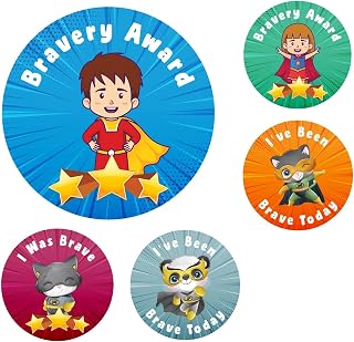 144 Superhero Bravery Award Stickers For Children, Teachers & Parents - Colourful, Easy Peel Stickers With Strong Adhesive Glue [144 30mm Stickers]