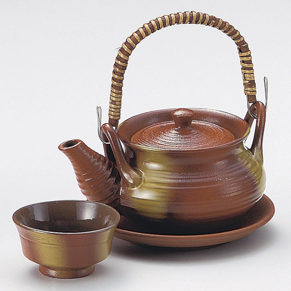 Iron Red Blown Drawstring Earthenware Bottle, 10.1 fl oz (300 cc), 14.2 oz (420 g), Earthenware Bottle Bush OK with Direct Fire, Import | Restaurant, Stylish, Tableware, Commercial Use