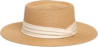 PHISOCKAT Wide Brim Straw Panama Hat Fedora Summer Holiday Beach Sun Hats UPF Straw Hat for Women Khaki
