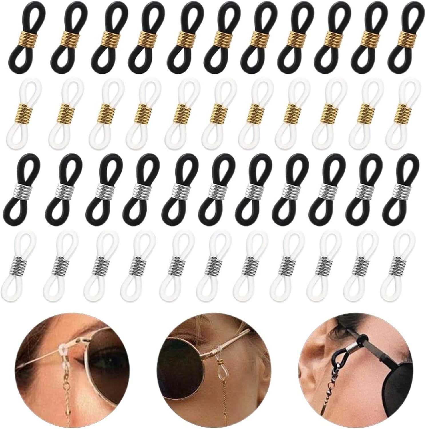 Eyeglass Chain Ends Eyeglass Chain Ends 320pcs Adjustable End Retainer Rubber Glasses Ring Strap Spectacle Connectors