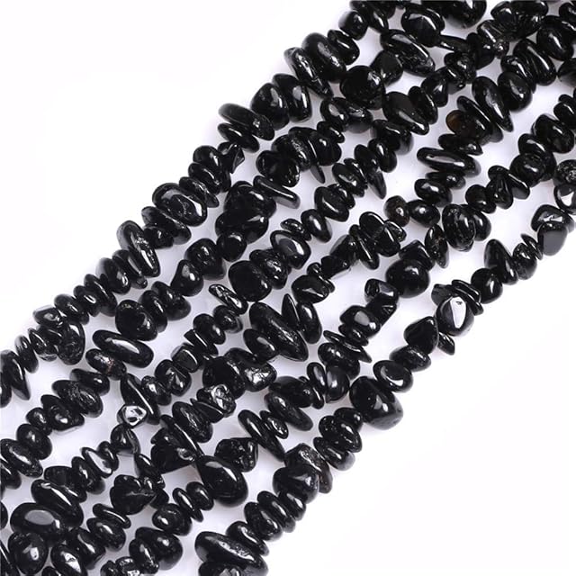 GEM-Inside Black Tourmaline 5-8mm Freeform Gemstone Semi Precious for Jewellery Making 34" per Strand