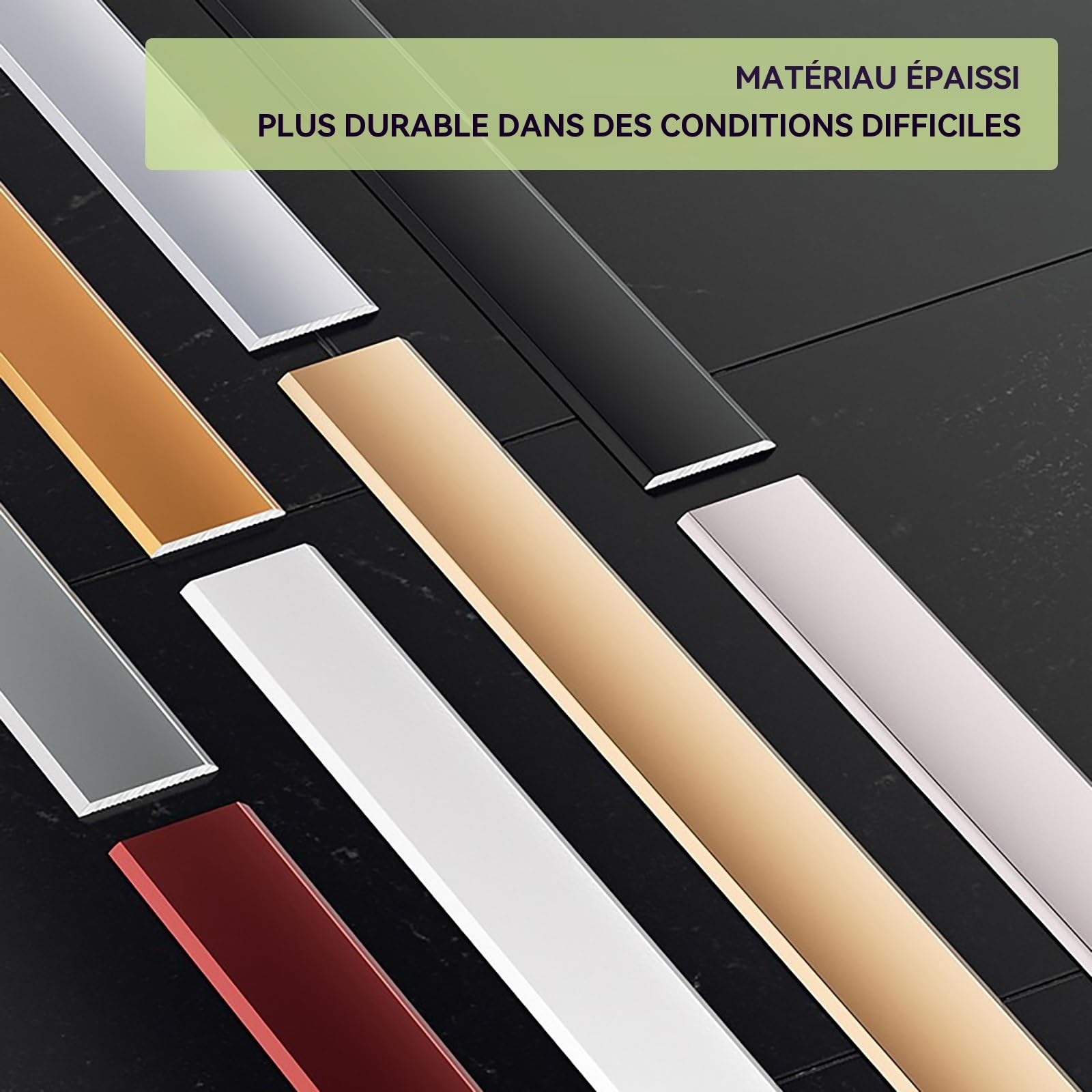 Barre De Seuil Large Profile Alu 90cm* 3 Pièces Baguette Finition Carrelage Parfait pour Relier Les Sols en Parquet, Carrelage Ou Moquette avec Un Aspect Moderne(Titanium Gold,60mm)