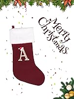 Vista 2 de Medias de Navidad de 20 pulgadas con monograma con letras, medias de Navidad súper suaves, medias grandes de monograma, medias de Navidad con letras