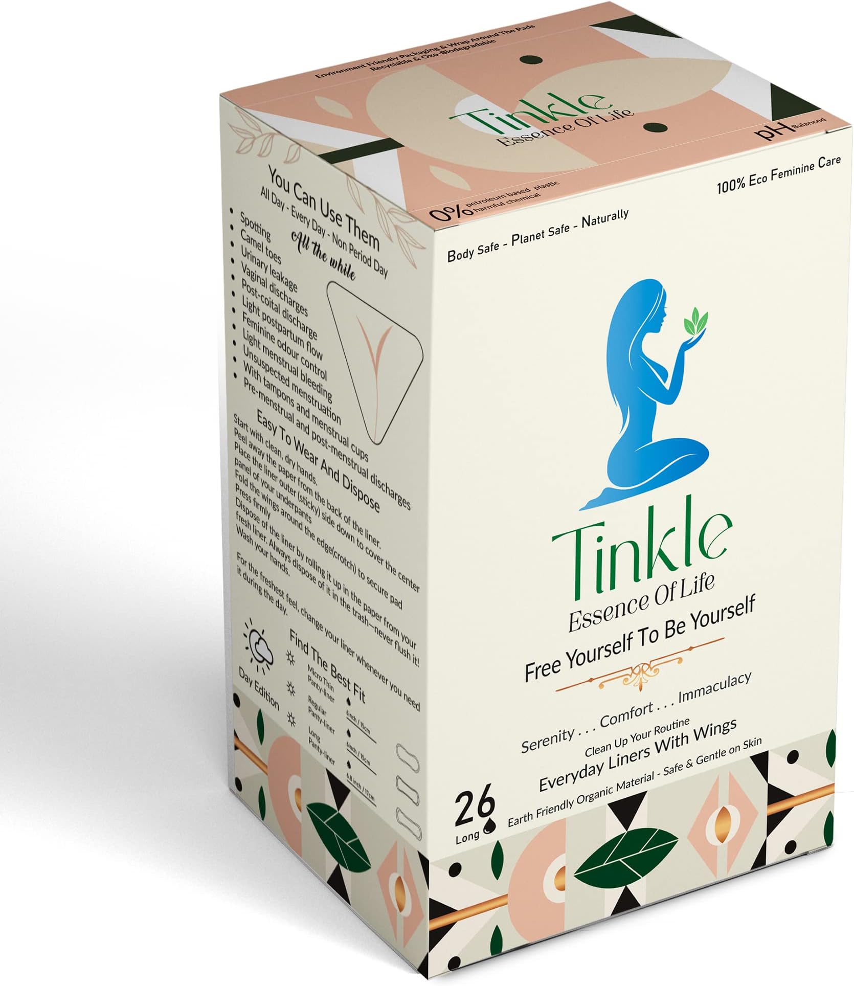 Eco-Luxe Panty Liners for Women, Long, Unscented, Thin, Pack of 37 Pantyliners, Cottony Soft, Daily Liners for Women, with Wings, Light Periods & Leaks, 8-Hour Odour Control Clean & Comfortable