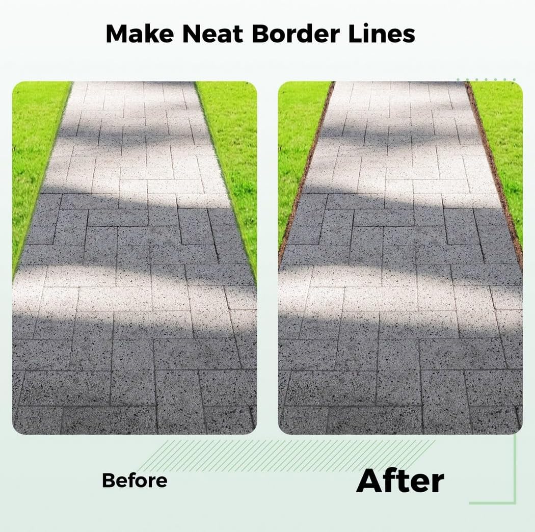 Long Handle Manual Lawn Edger with Half-Moon Saw Tooth Blade, Carbon Steel Step Design & Latex Gloves, Edge Borders for Gardens Walkways Beds