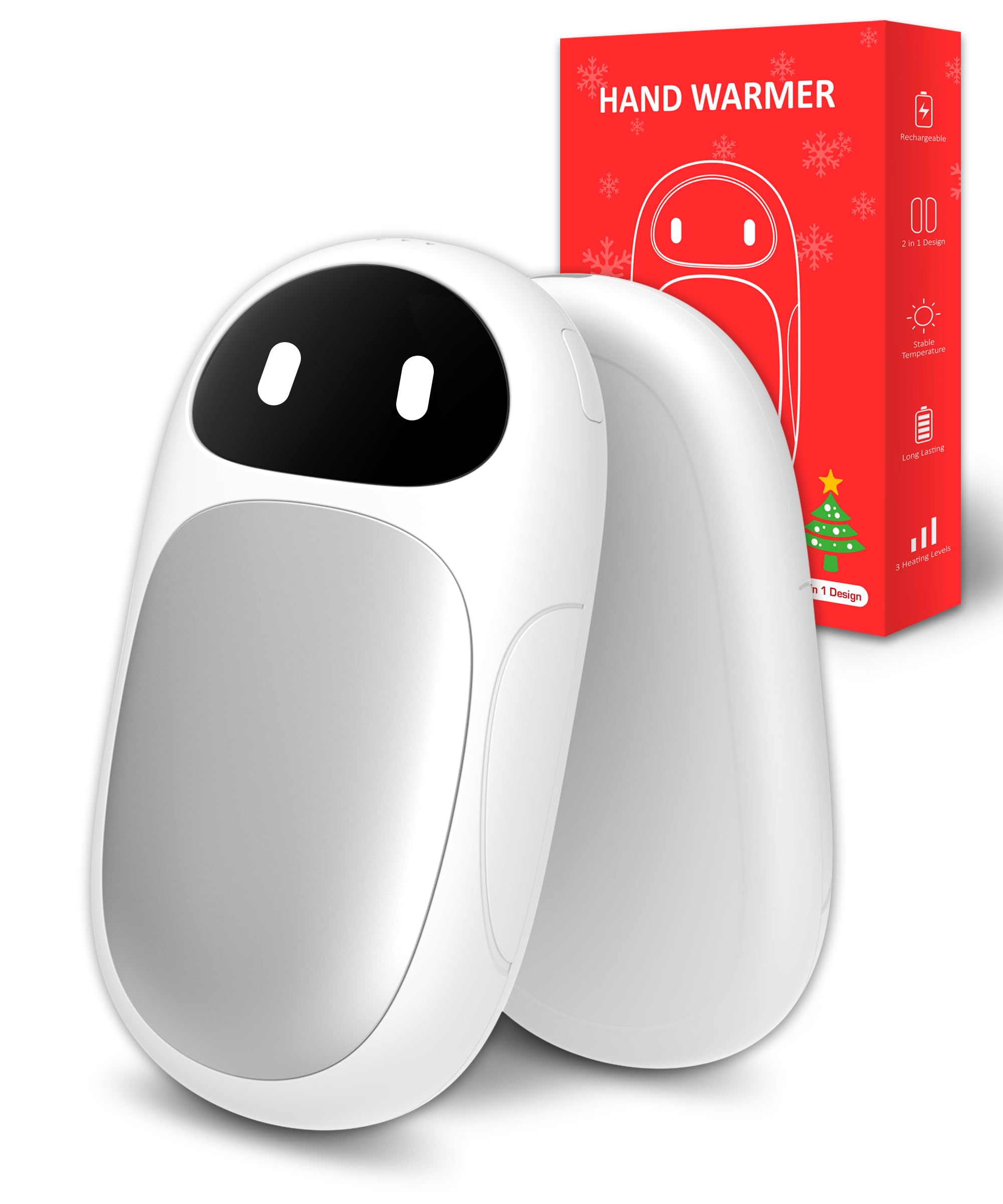 Hand Warmers Rechargeable, Gifts for Men and Women, 6000mAh Electric Hand Warmers Rechargeable 2 Pack with 12 Hours Working Time, Best Gifts for Mom and Dad (White)