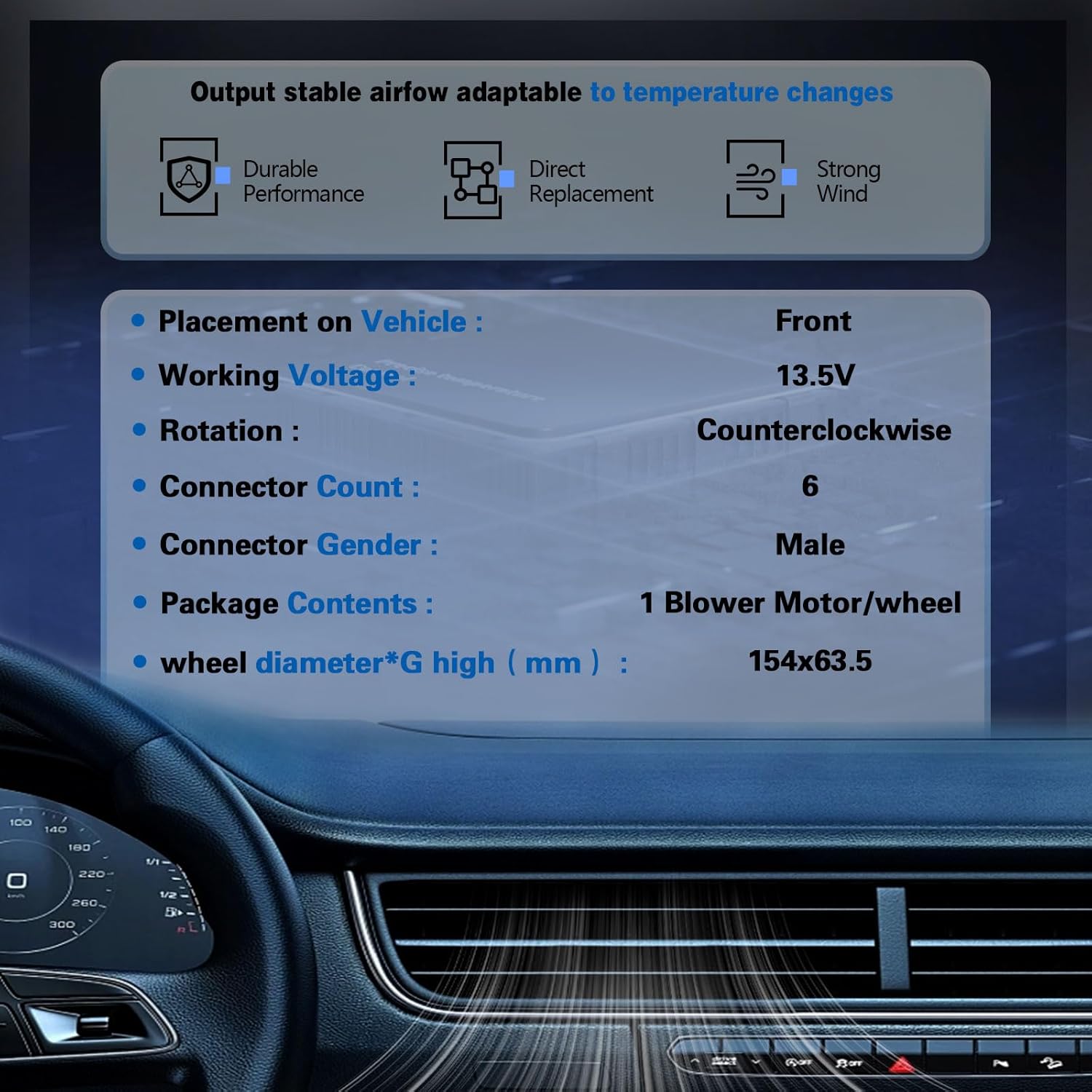 HVAC Heater Blower Motor with Brushless Motor Replacement for Audi Vehicles - A4/A4 Quattro 2003-2008, S4 2004-2009, RS4 2007-2008 - Front Side, Replace# 8E1820021, 8E1820021E