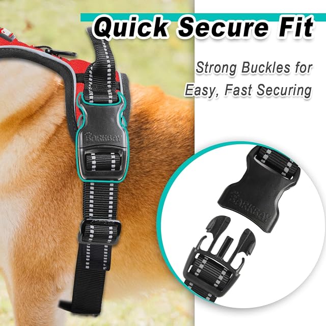Foto 8 de 8 de BARKBAY Arnés reflectante para perro con clip frontal y asa de fácil control para caminar, entrenar, correr