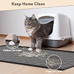 Garoopion Silicone Cat Litter Mat 86x56cm, Easy to Clean, Black | Waterproof Litter Box Mat with Raised Edges Keeps Litter Contained, Protects Floor from Urine, Multi-Use