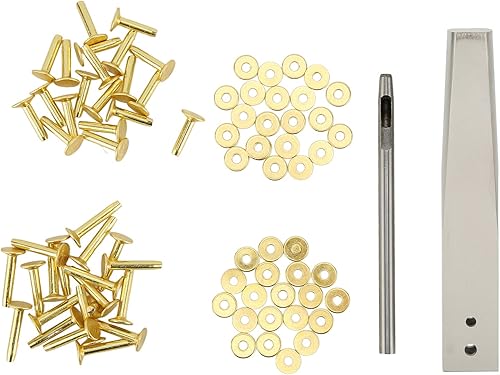 Miniatura 16 de QANYEGN 40 remaches de cobre y arandelas de rebabas, kit de remaches de cobre, remaches de cuero, herramienta de ajuste de instalación