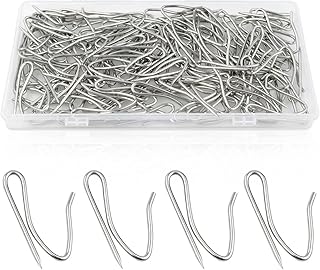 100 Pack Metal Curtain Hooks Stainless Steel Drapery Pins for Pinch Pleat Curtains Pin-On Drapery Hook for Window Curtain Door Curtain Shower Curtain Curtain Pin for Drapes with Clear Box (Silver)