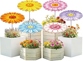 6 Pack Corrugated Plastic Plant Umbrellas for Outdoor Small Plants, Garden Plant Shade Cover for Potted Plants, Plant Sun Shade Umbrella for Patio and Garden (Flower Style)