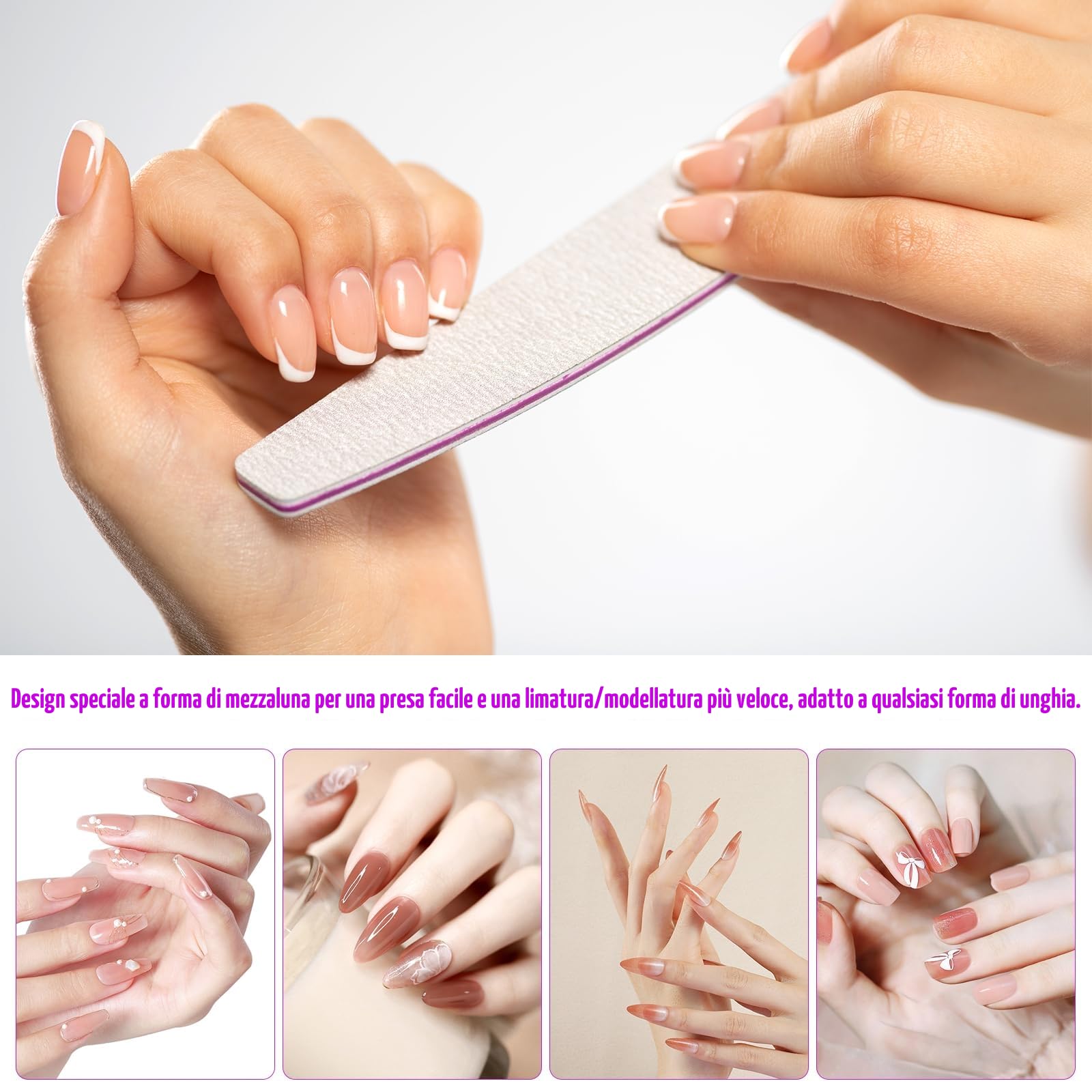 50 Pezzi Lime per Unghie 100 180, Lima per Unghie, Lima Unghie Professionale a Doppia Faccia, Riutilizzabile Lima 100/180 Unghie per Uso Domestico e Salone