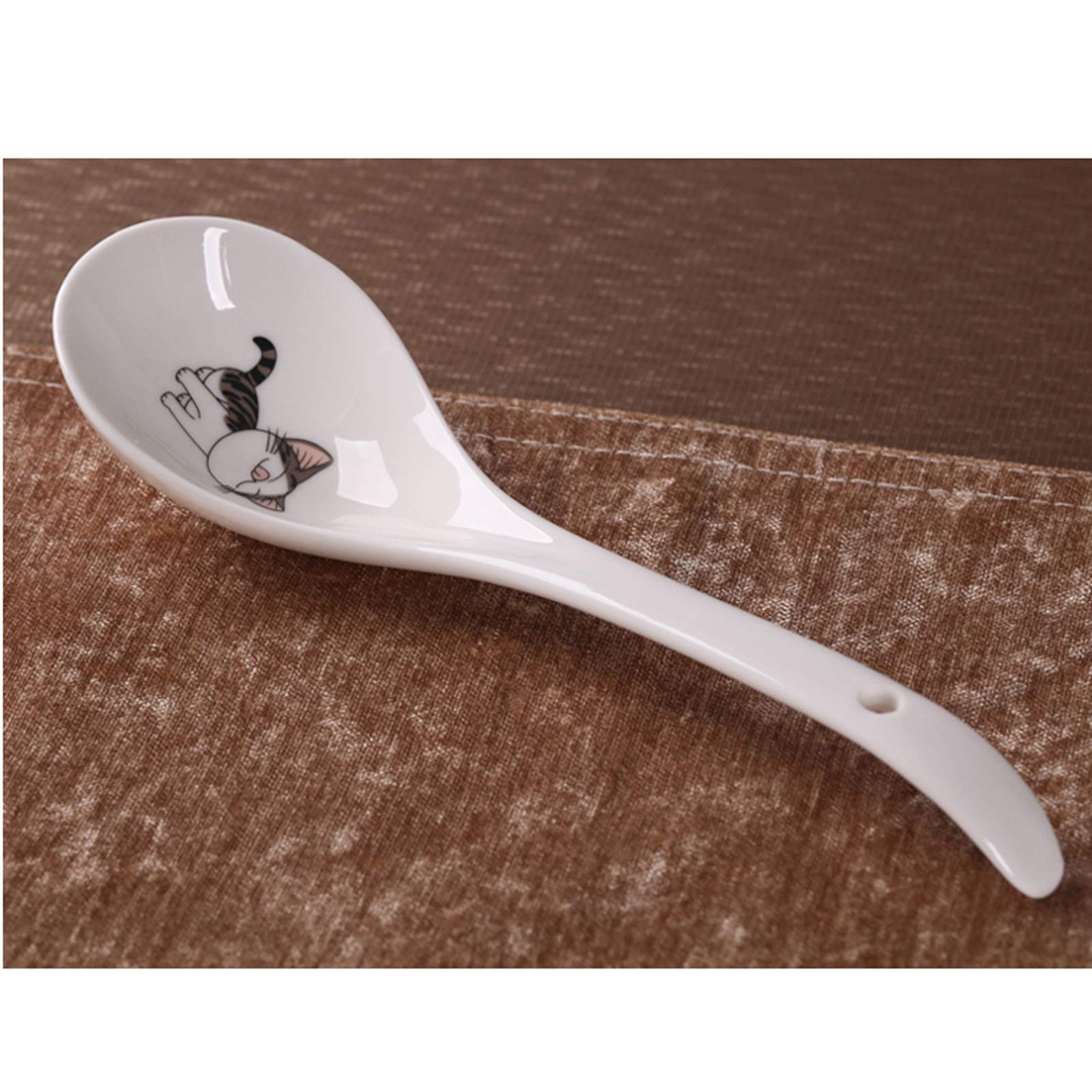 Pirhosigma Lot De 10 Cuillères à œufs En Porcelaine Blanche De 11,9 Cm Pour Café, Dessert, Yaourt, Thé, Thé Laiteux
