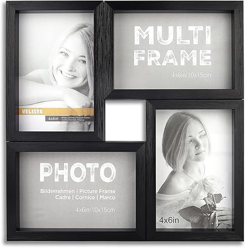 Miniatura 2 de VELISTA Marco de fotos moderno de 4 x 6 pulgadas, collage de marco cuadrado de mesa de alta calidad, marco de fotos múltiple para montaje en pared,