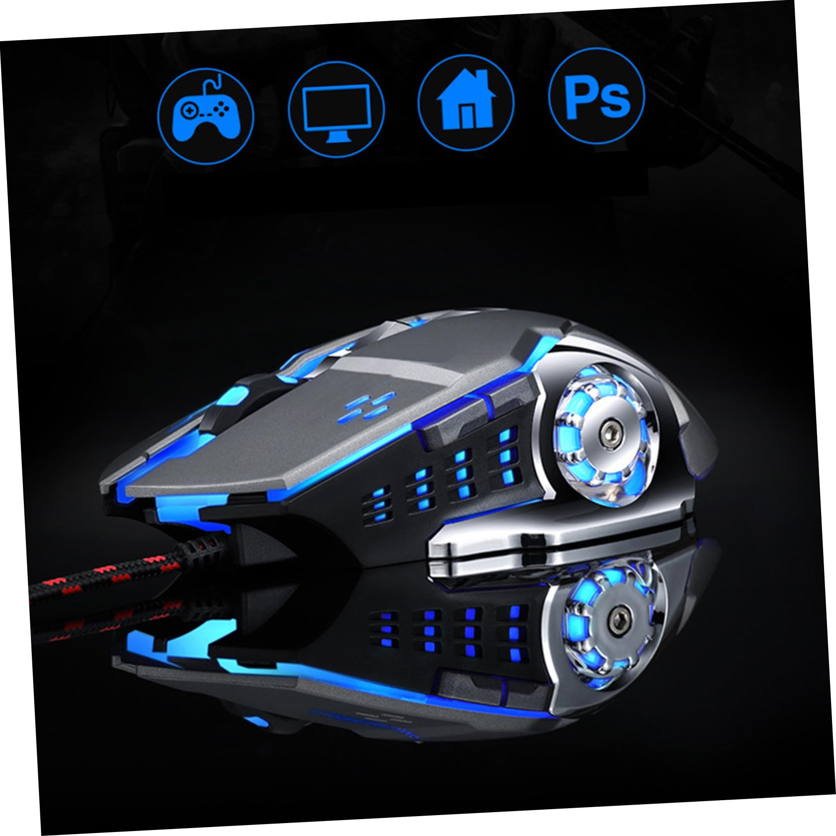 Uonlytech 1pezzi Mouse Cablato Usb Ergonomico Per Computer Da Ufficio Per Pc Desktop Laptop Argento