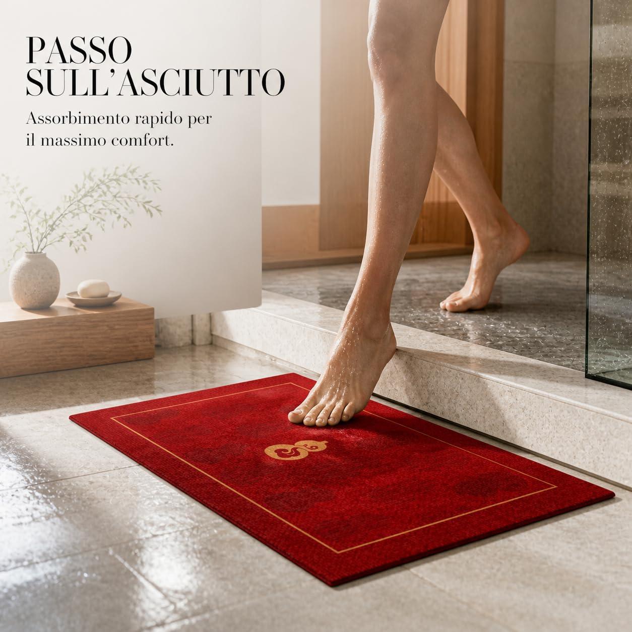 Tappeto da Bagno Antiscivolo, Zucca propizia, 80x120cm | Gommatura posteriore, Tappeto rettangolare, Per ambiente umido, Per vuole igiene