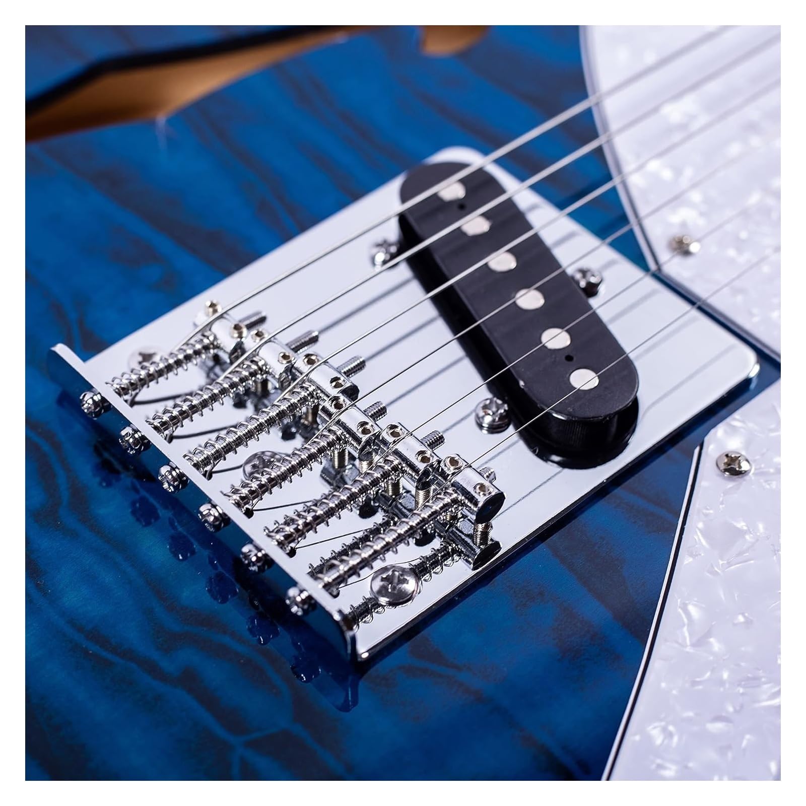 Instrument Gitara Elektryczna Profesjonalna Pełnowymiarowa Pusta Gitara Elektryczna Z Pojedynczym Otworem F Dla Początkujących(Blue)