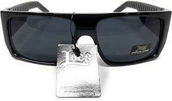 LOCS Hardcore Shades LOCS 91010 Black Sunglasses | Gangster Square FLAT TOP Cholo OG Lowrider Shades Adult