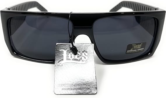 LOCS Hardcore Shades LOCS 91010 Black Sunglasses | Gangster Square FLAT TOP Cholo OG Lowrider Shades Adult